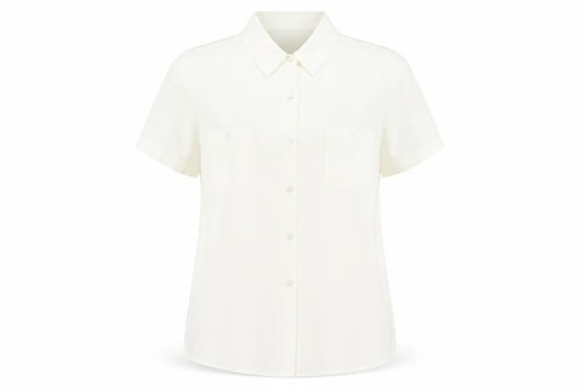BHS Womens Ivory Polyester Basic Button-Up Size 16 Collared