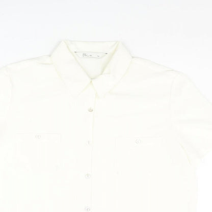 BHS Womens Ivory Polyester Basic Button-Up Size 16 Collared