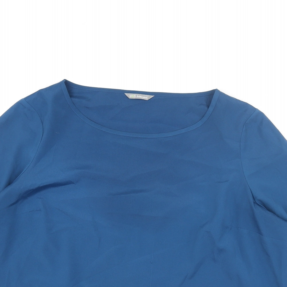 Womens UK Size 10 Marks and Spencer Blue Basic Blouse