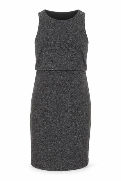 Topshop Womens Silver Viscose Tank Dress Size 8 Round Neck Pullover - Layered Glitter