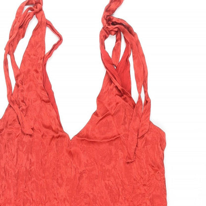 Urban Outfitters Womens Red Polyester Slip Dress Size M V-Neck Tie - Bow