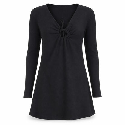 New Look Womens Black Polyester A-Line Size 8 V-Neck Tie - Keyhole