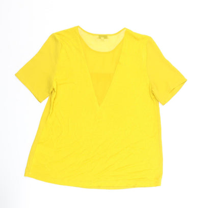 Womens UK Size 12 Warehouse Yellow Basic T-Shirt