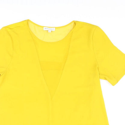 Womens UK Size 12 Warehouse Yellow Basic T-Shirt