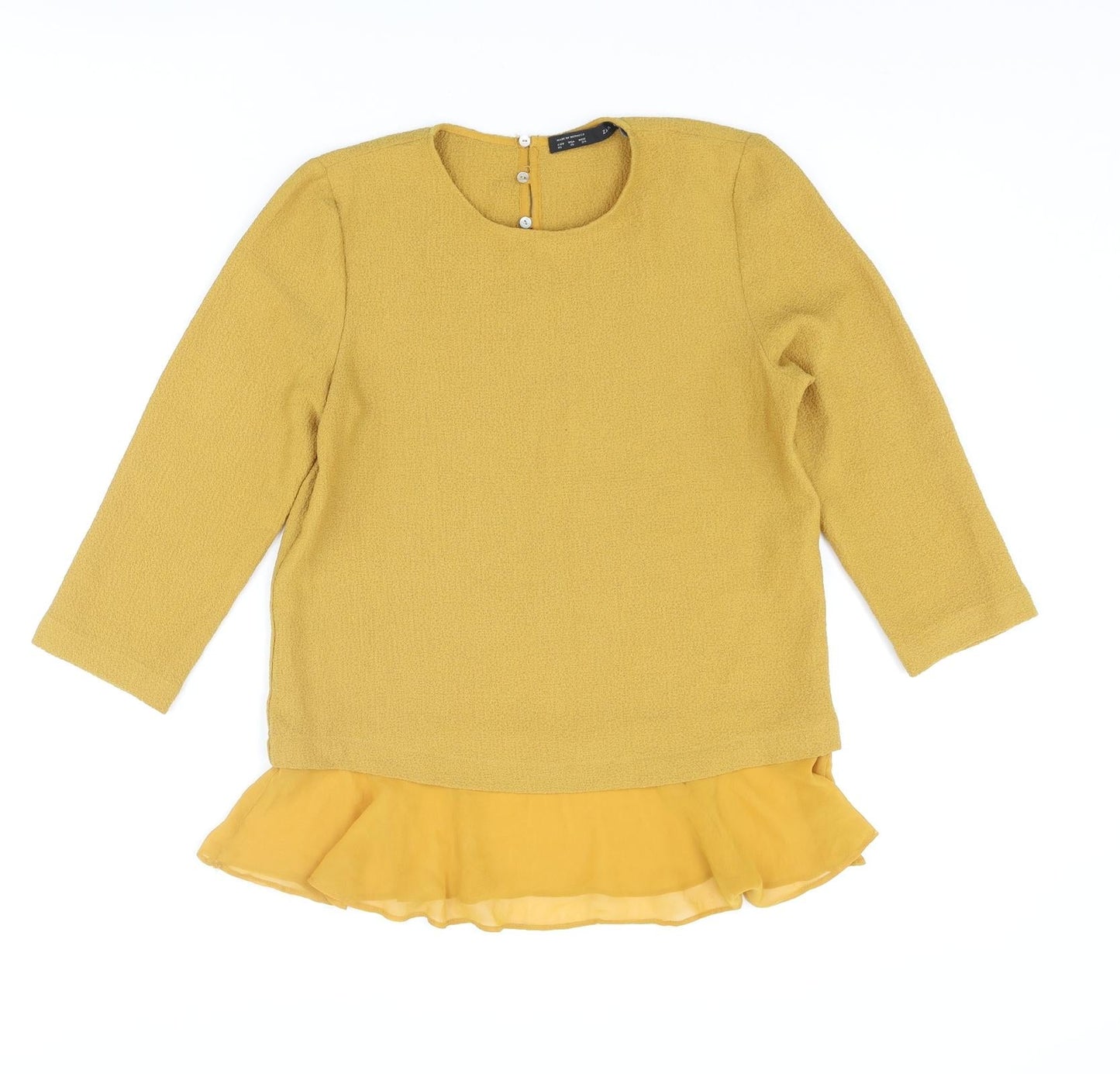 Womens UK Size M Zara Yellow Basic Blouse