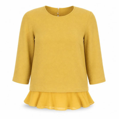 Womens UK Size M Zara Yellow Basic Blouse