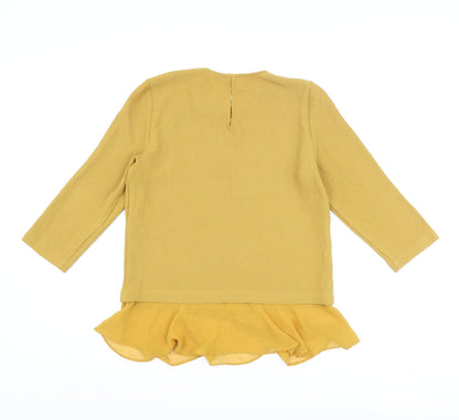 Womens UK Size M Zara Yellow Basic Blouse