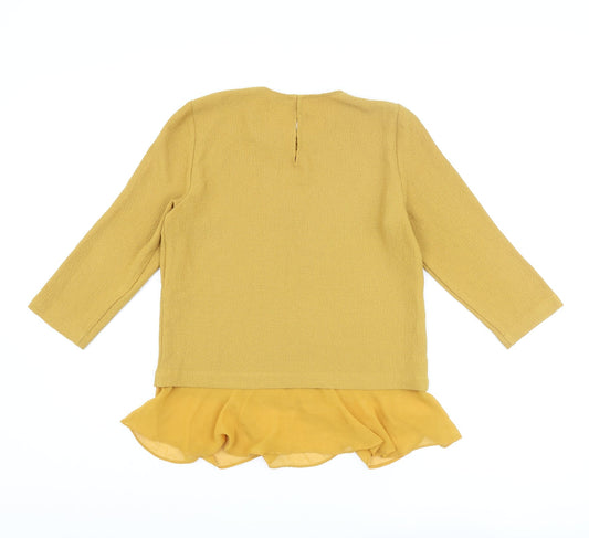 Womens UK Size M Zara Yellow Basic Blouse