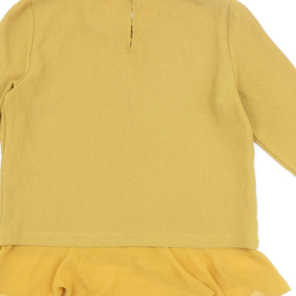 Womens UK Size M Zara Yellow Basic Blouse