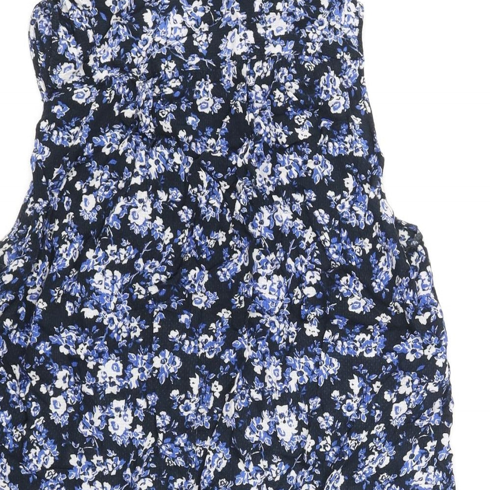 Jack Wills Womens Blue Floral Viscose Camisole Blouse Size 8 Collared