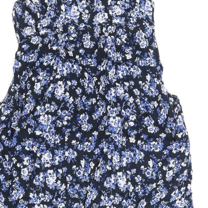 Jack Wills Womens Blue Floral Viscose Camisole Blouse Size 8 Collared