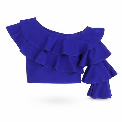 Womens UK Size 8 River Island Blue Cropped Blouse