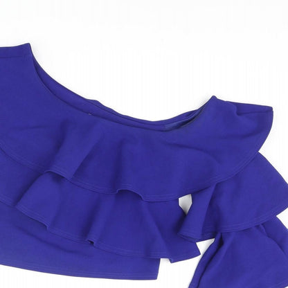 Womens UK Size 8 River Island Blue Cropped Blouse