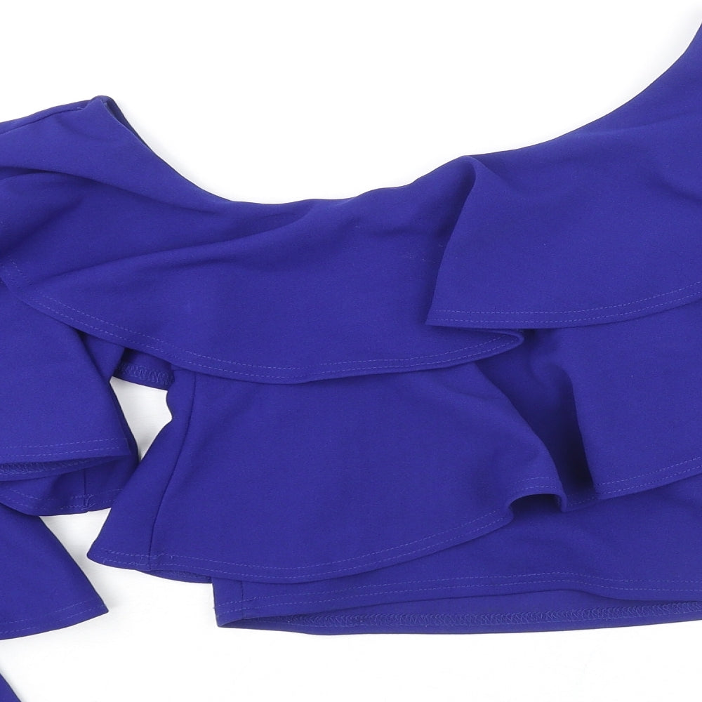 Womens UK Size 8 River Island Blue Cropped Blouse