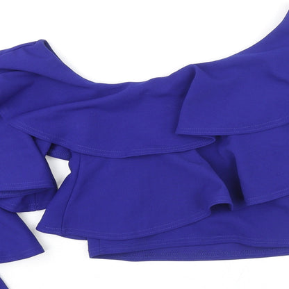 Womens UK Size 8 River Island Blue Cropped Blouse