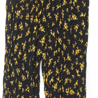 New Look Womens Black Floral Viscose Trousers Size 8 L28 in Regular