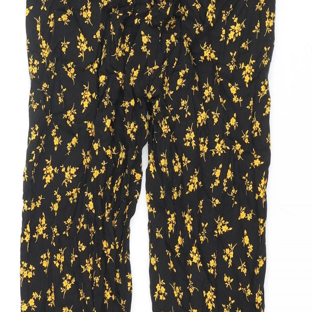 New Look Womens Black Floral Viscose Trousers Size 8 L28 in Regular