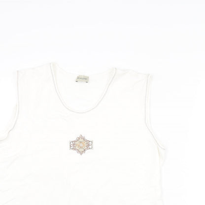 Rabe Womens White Viscose Camisole T-Shirt Size 18 Round Neck - Embroidered