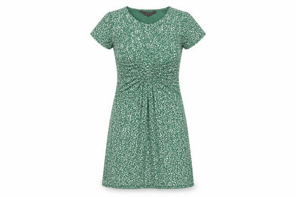 Great Plains London Womens Green Polka Dot Viscose Shift Size XS V-Neck Pullover - Rouched
