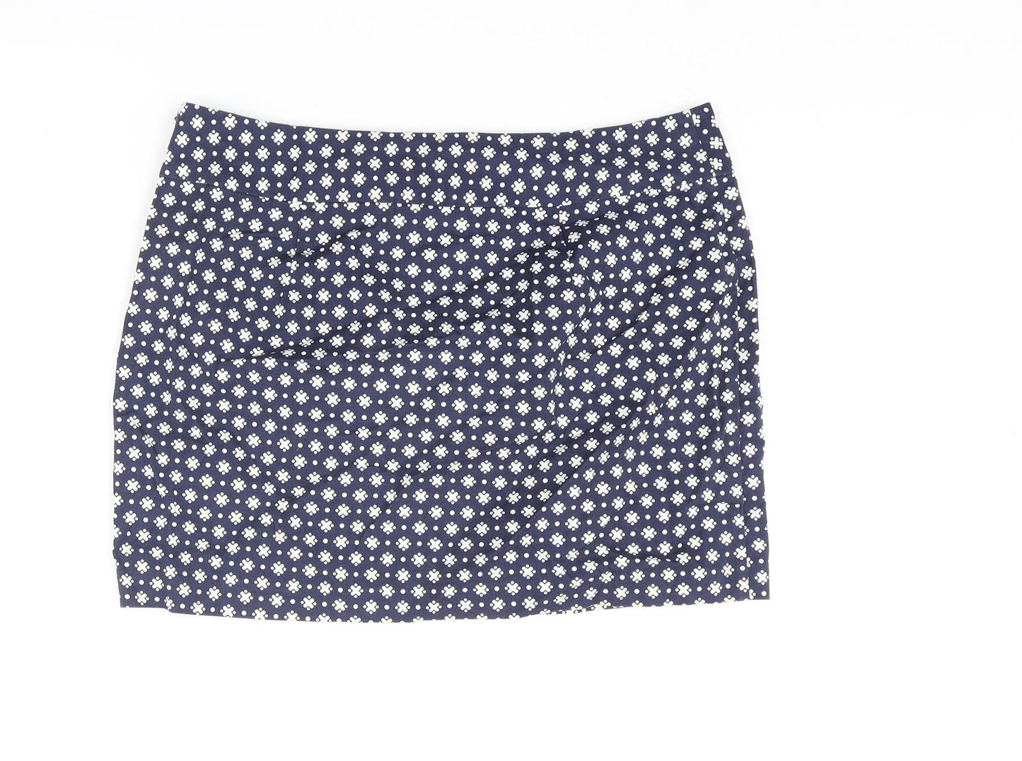Old Navy Womens Blue Geometric Cotton Mini Skirt Size 6 Zip