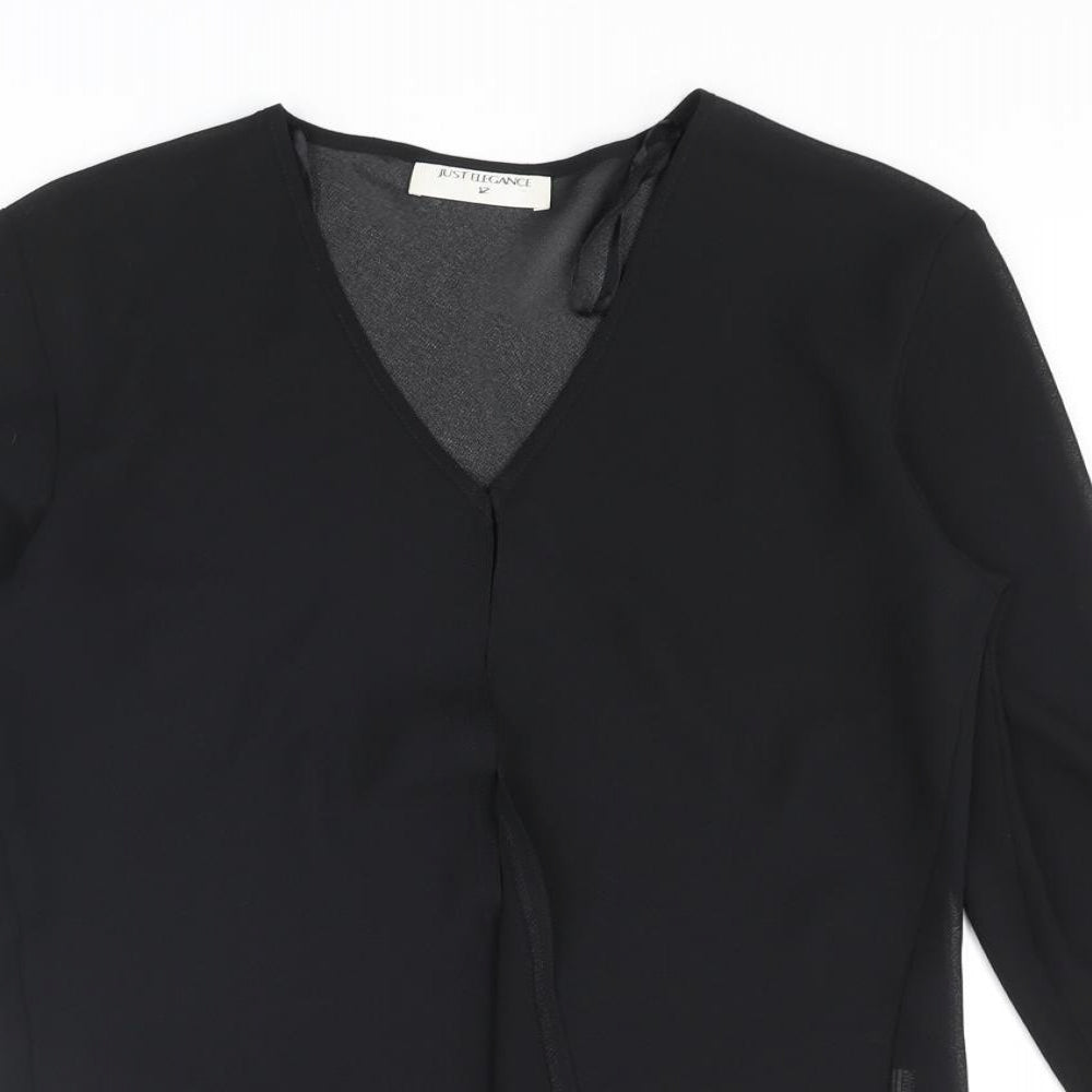 Womens UK Size 12 Just Elegance Black Basic Blouse