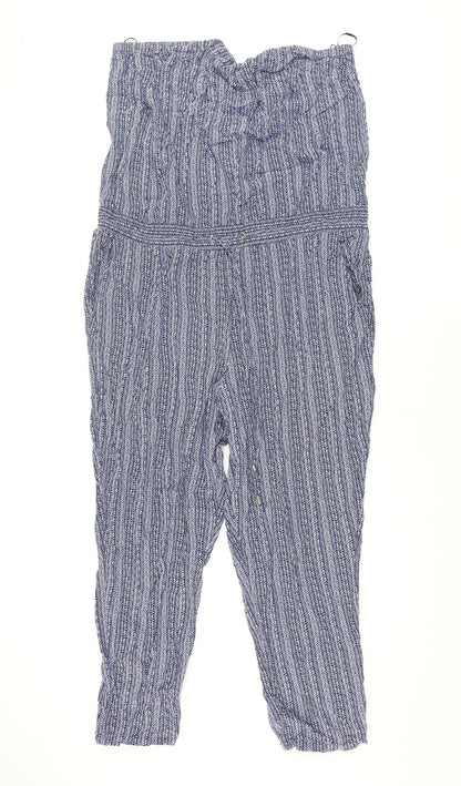 Gap Womens Blue Geometric Viscose Jumpsuit One-Piece Size XL L26 in Pullover - Drawstring Waist