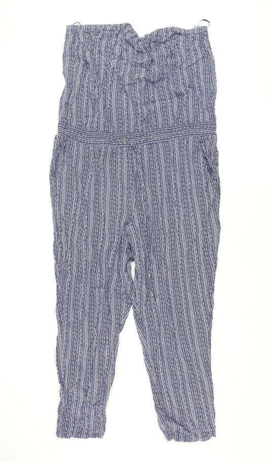 Gap Womens Blue Geometric Viscose Jumpsuit One-Piece Size XL L26 in Pullover - Drawstring Waist