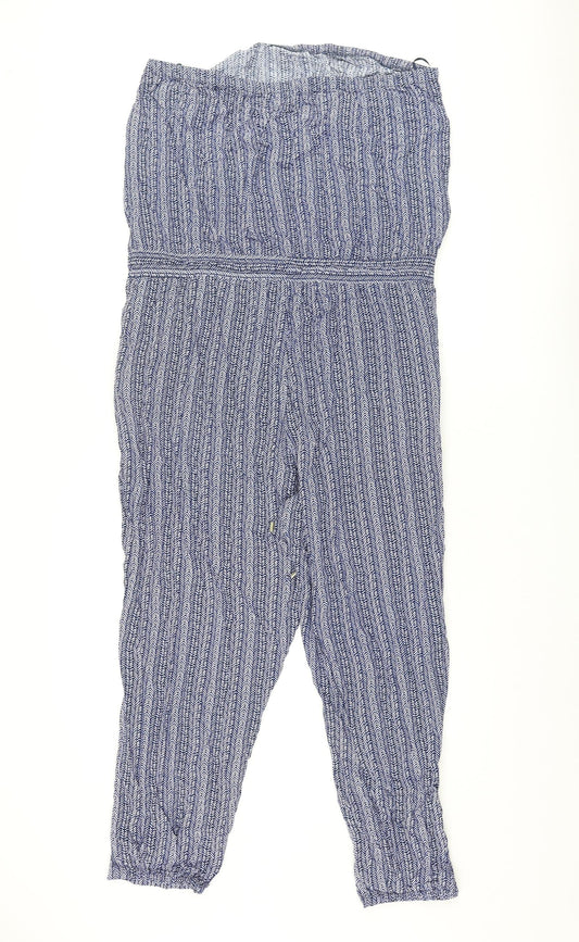 Gap Womens Blue Geometric Viscose Jumpsuit One-Piece Size XL L26 in Pullover - Drawstring Waist