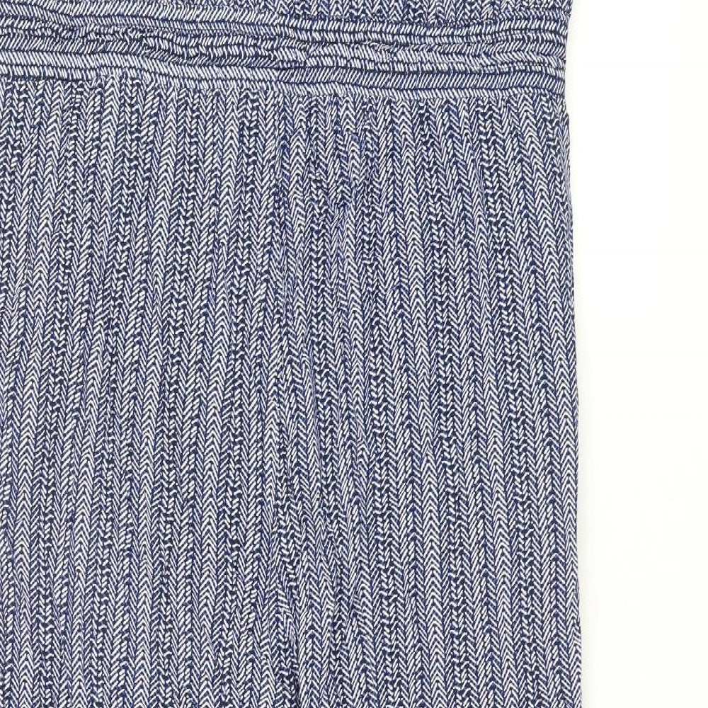 Gap Womens Blue Geometric Viscose Jumpsuit One-Piece Size XL L26 in Pullover - Drawstring Waist