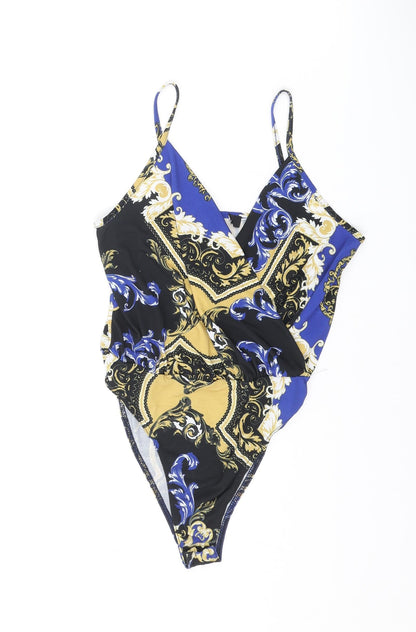 New Look Womens Multicoloured Geometric Polyester Playsuit One-Piece Size 8 Snap