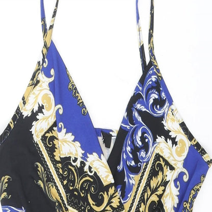 New Look Womens Multicoloured Geometric Polyester Playsuit One-Piece Size 8 Snap