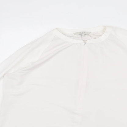 NEXT Womens White Polyester Basic Blouse Size 14 Round Neck