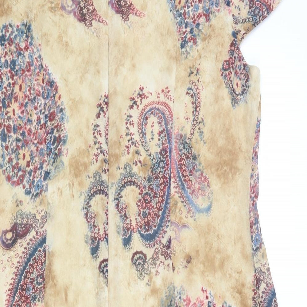 Klass Womens Beige Floral Polyester A-Line Size 16 Round Neck Zip - Paisley