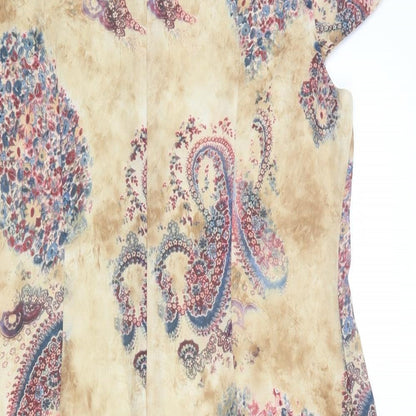 Klass Womens Beige Floral Polyester A-Line Size 16 Round Neck Zip - Paisley