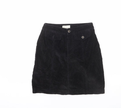Jack Wills Womens Black Cotton A-Line Skirt Size 6 Zip
