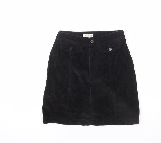 Jack Wills Womens Black Cotton A-Line Skirt Size 6 Zip