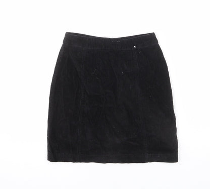 Jack Wills Womens Black Cotton A-Line Skirt Size 6 Zip