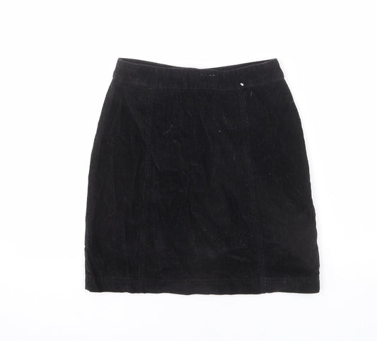 Jack Wills Womens Black Cotton A-Line Skirt Size 6 Zip