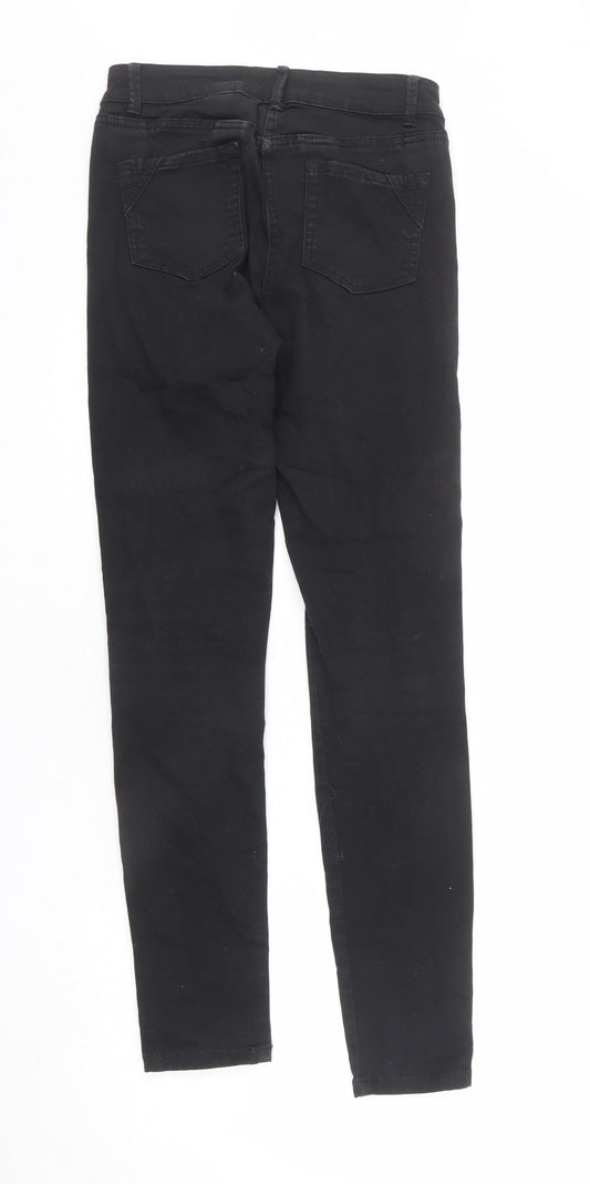NEXT Womens Black Cotton Skinny Jeans Size 6 L27 in Regular Zip