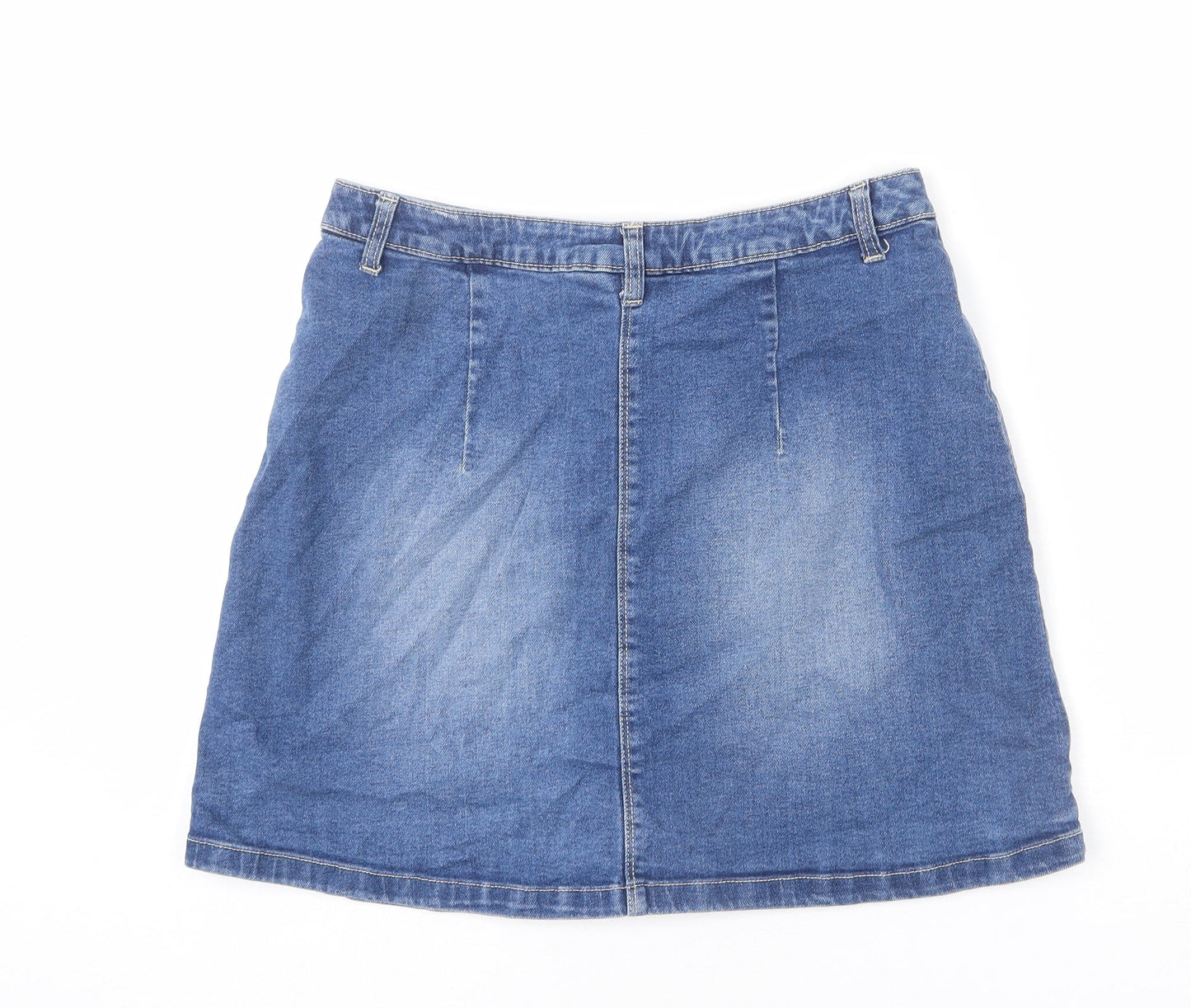 Avenue Womens Blue Cotton A-Line Skirt Size 10 Button
