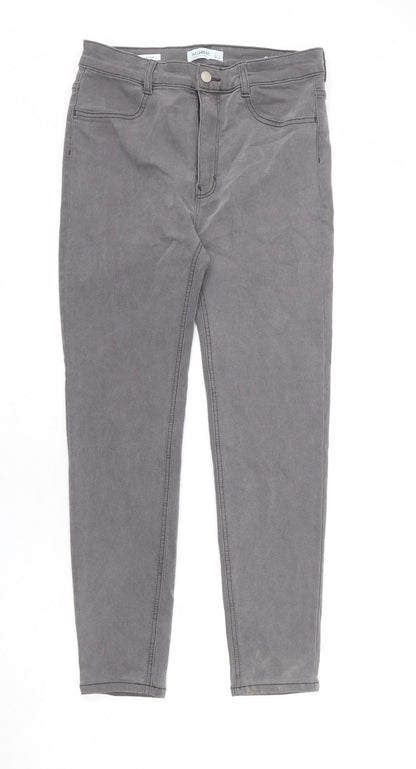 Pull&Bear Womens Grey Cotton Skinny Jeans Size 14 L25 in Regular Zip