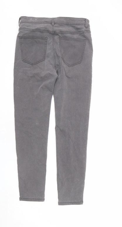 Pull&Bear Womens Grey Cotton Skinny Jeans Size 14 L25 in Regular Zip