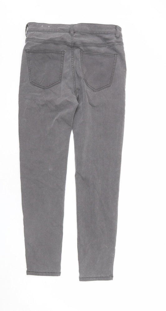Pull&Bear Womens Grey Cotton Skinny Jeans Size 14 L25 in Regular Zip