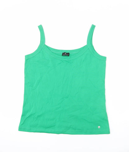Marble Womens Green 100% Cotton Basic Tank Size M Scoop Neck