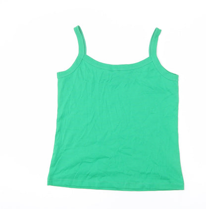 Marble Womens Green 100% Cotton Basic Tank Size M Scoop Neck