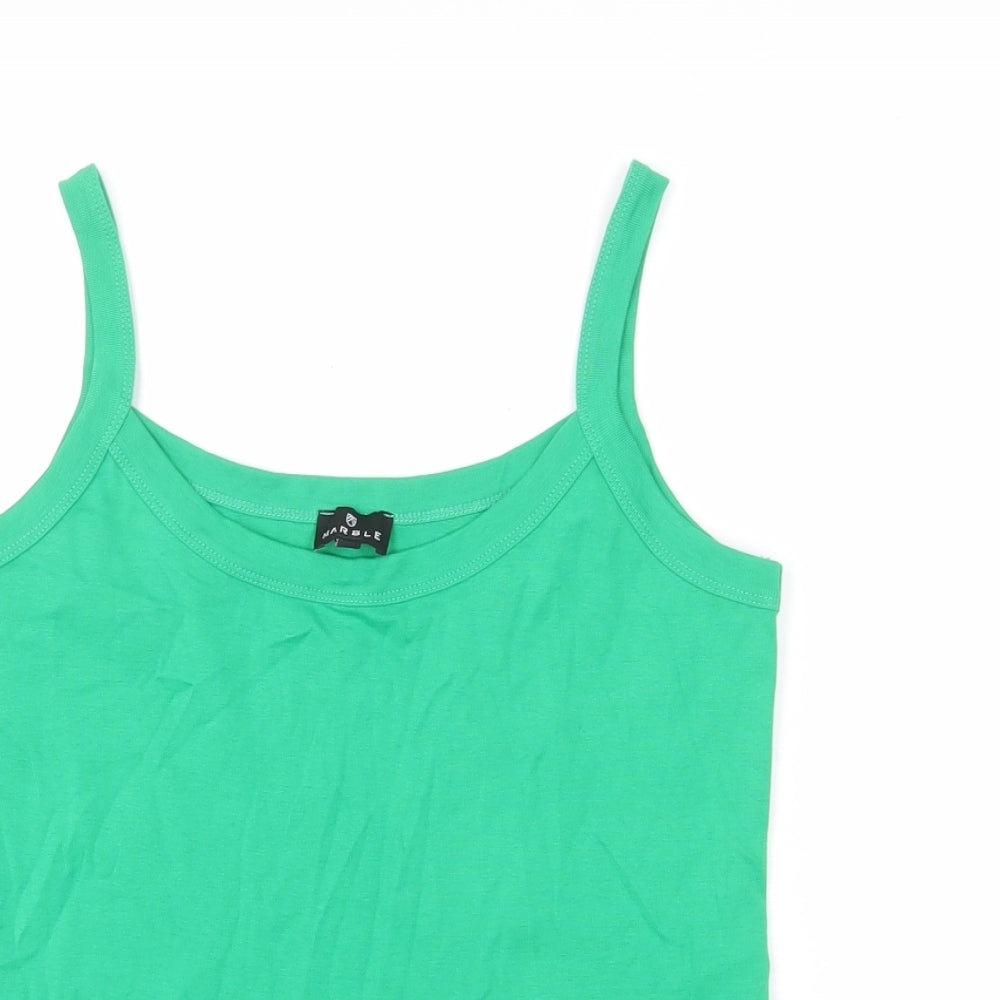 Marble Womens Green 100% Cotton Basic Tank Size M Scoop Neck