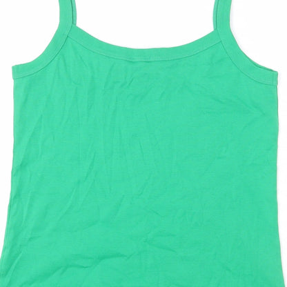 Marble Womens Green 100% Cotton Basic Tank Size M Scoop Neck
