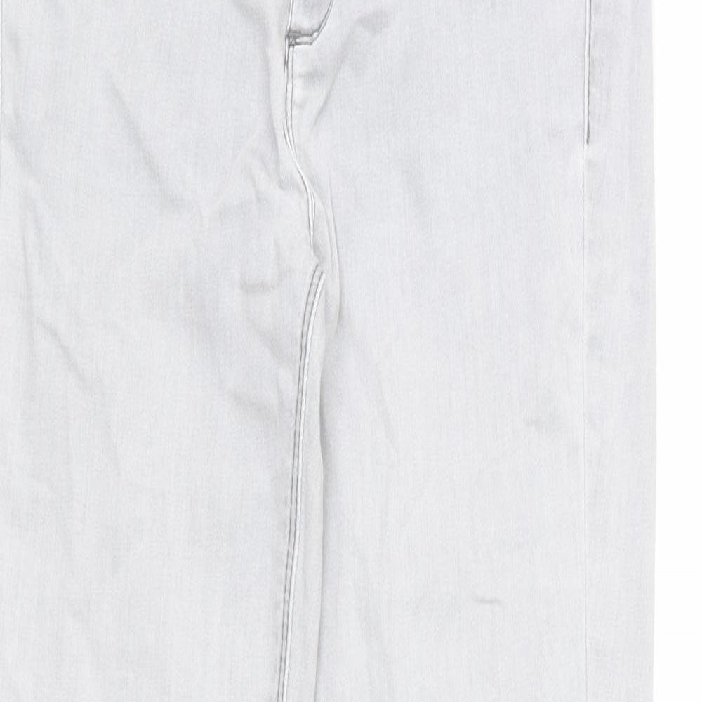 Oasis Womens Grey Cotton Skinny Jeans Size 8 L27 in Regular Zip - Crop