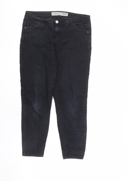 Denim & Co. Womens Black Cotton Skinny Jeans Size 12 L23 in Regular Zip - Short