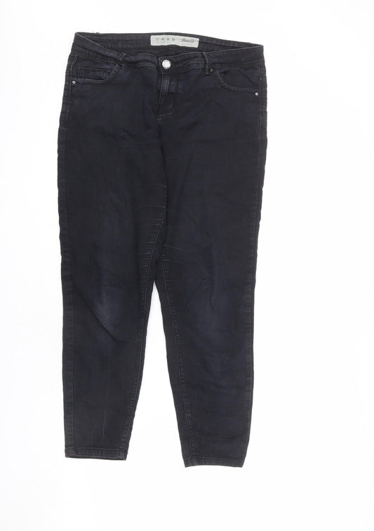 Denim & Co. Womens Black Cotton Skinny Jeans Size 12 L23 in Regular Zip - Short